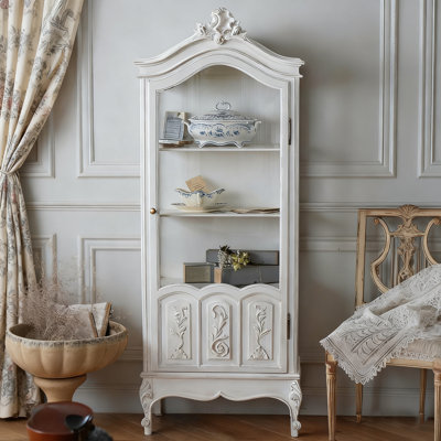 Bois blanc massif + vitrines en verre
