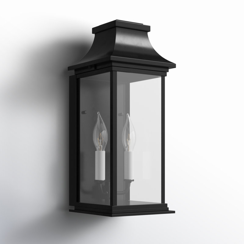 Lanterne murale d'extérieur noire à 2 ampoules H 16,25 po Sona