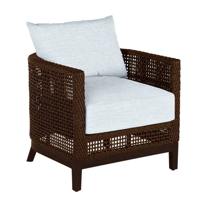 Peninsula N-Dura Resin Wicker Outdoor Barrel Chair, Mahogany/Chestnut, No welt + Standard fill