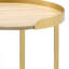 Oak Table Top & Gold Finish End Table