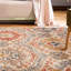 Tapis floral ivoire, orange et gris 4 pi x 6 pi résistant aux taches