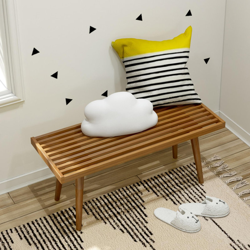 Banc en bois Levitus, Paon, H 17,5 po x l 41,25 po x P 16,5 po