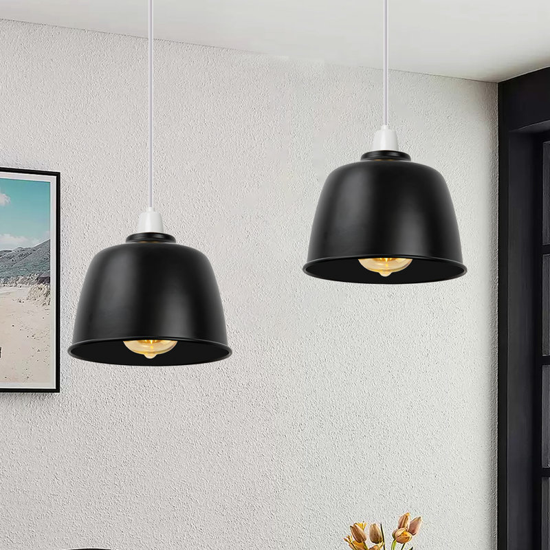 13.5cm H Metal Drum Lamp Shade ( Screw On ) in Black