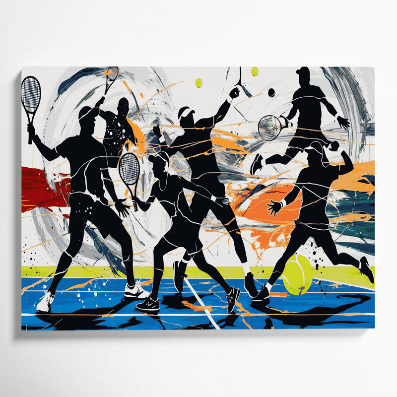 Art sportif sur toile beige Sports Tennis, H 16 po x l 20 po