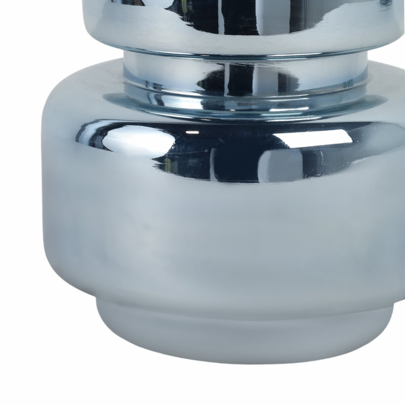 Tiered Sculptural Glass Vase for Table Home Decor - Contemporary Smoked Flower Vase Accent for Tabletop, Shelf, or Console Styling - Blue & Silver