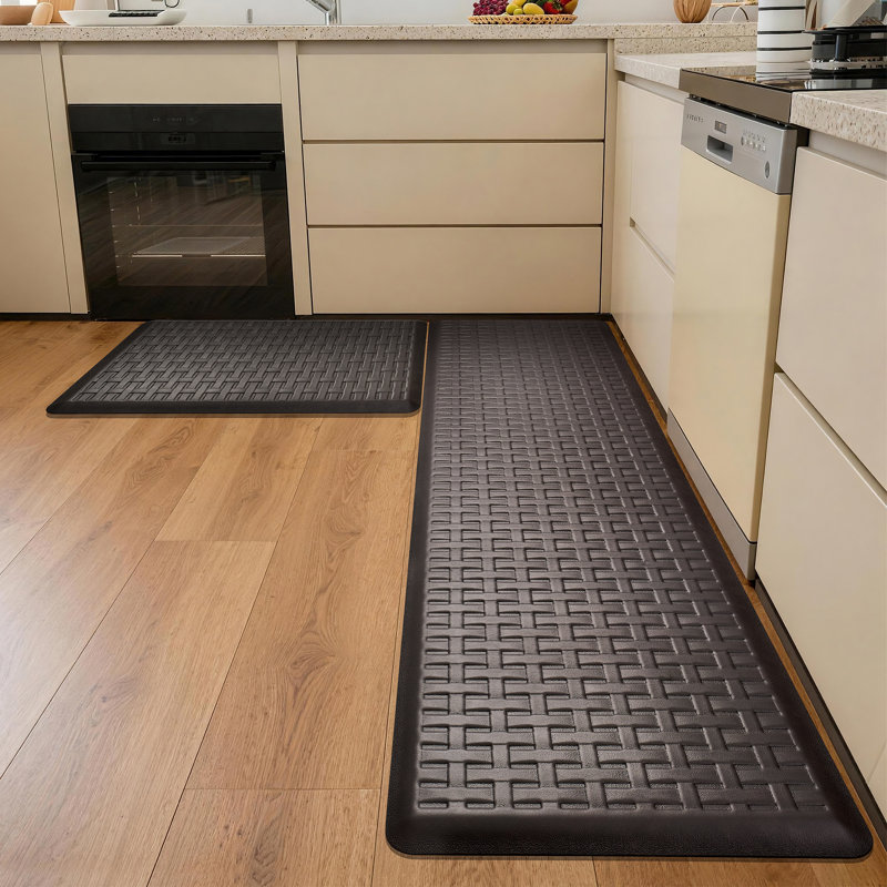  Anti-Fatigue Non-Slip Waterproof  Kitchen Mat, Rectangle 1'5" x 2'4" + 1'5" x 5', Brown