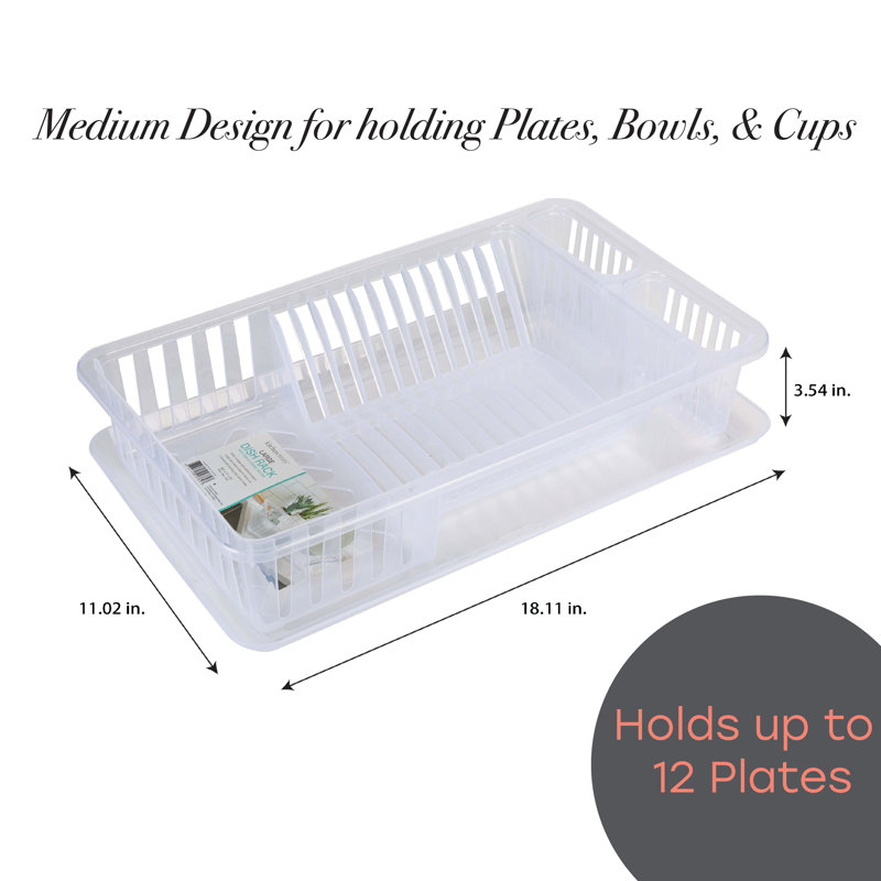 Clear Plastic Dish Rack with Utensil Cup