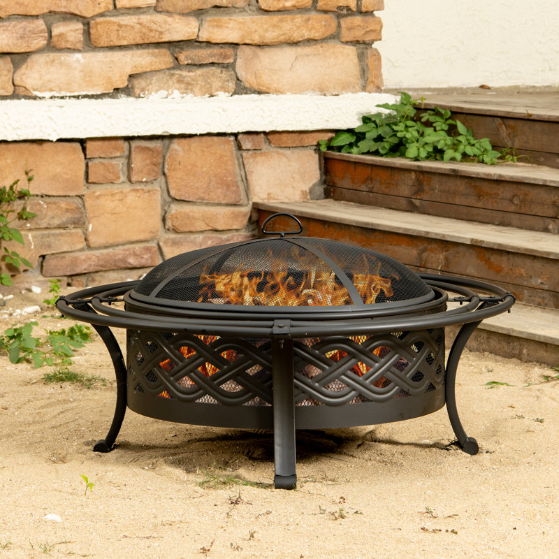 Soraida Outdoor Wood Burning Fire Pit, 19.5" H x 36" W x 36" D