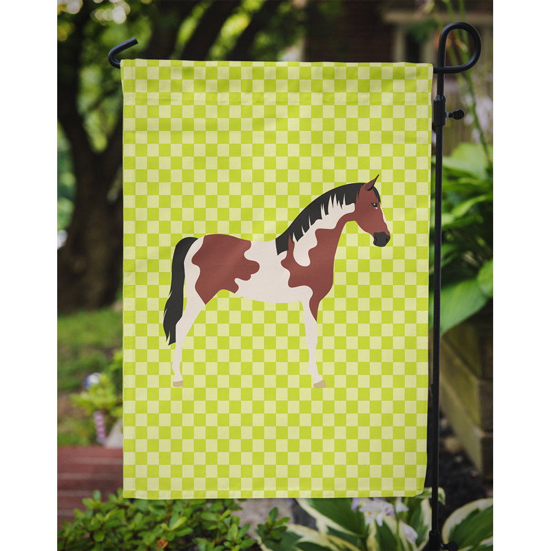 Pinto cheval 2 côtés en polyester 15 x 11 po drapeau de jardin, Vert
