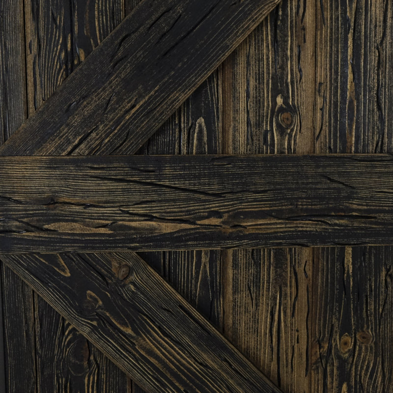 Frey Solid Pine Sliding Door, Brown
