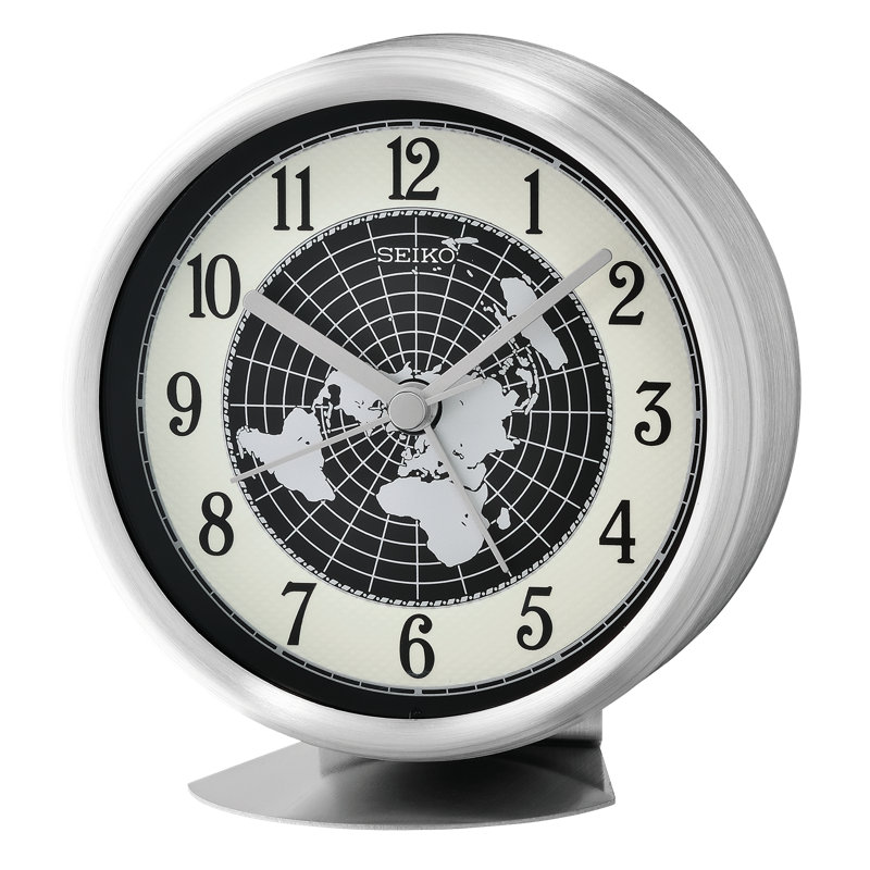 QXE067SLH Traditional Desk Table Clock, Silver-Tone, Silver
