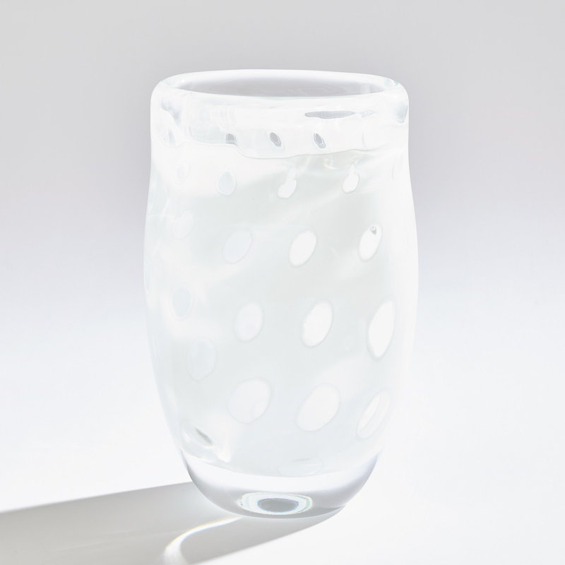 Netted Handmade Glass Table Vase, White