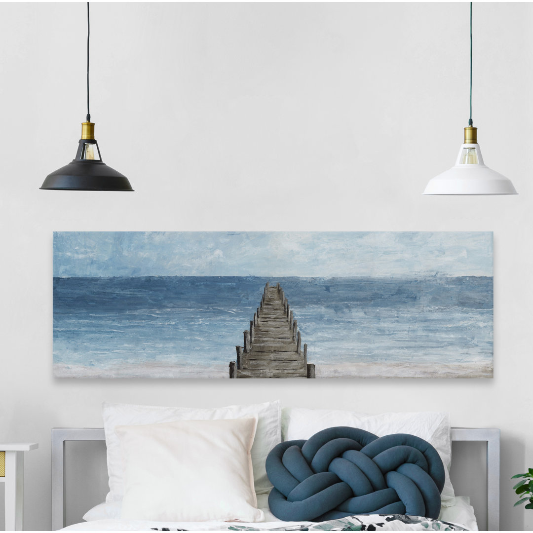 "Sea And A Boardwalk" Painting Print On Wrapped Canvas