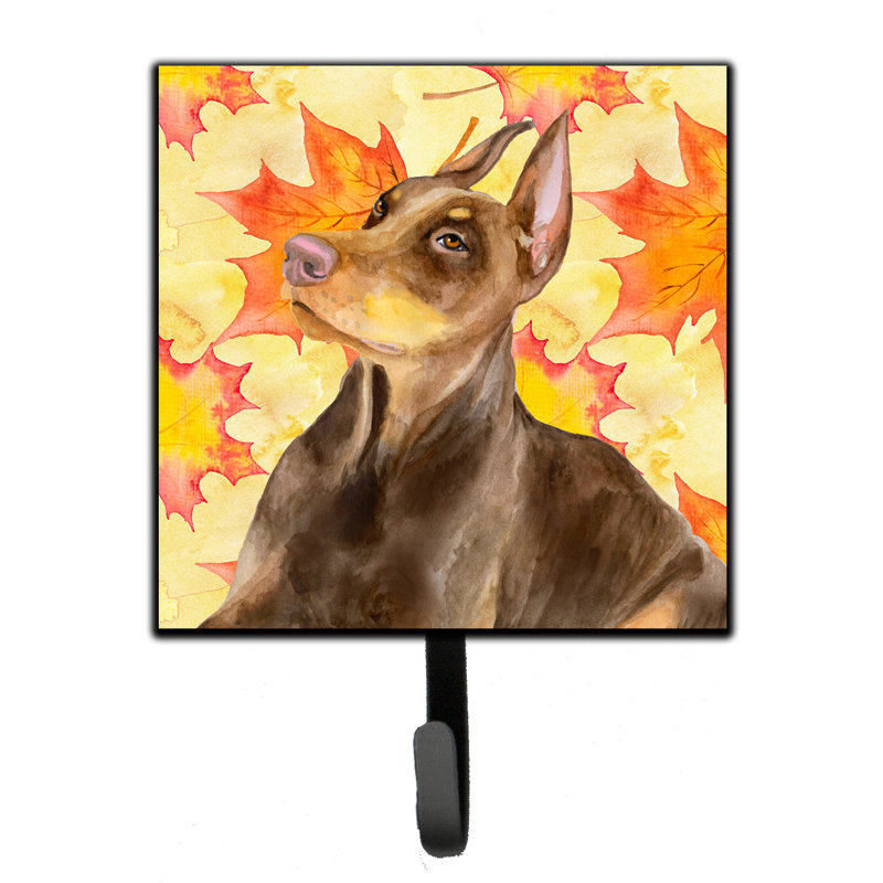 Organisateur de clés murales avec crochets clés partagée pei automne Eliane, Rouge / Bleu / Gris, Doberman pinscher