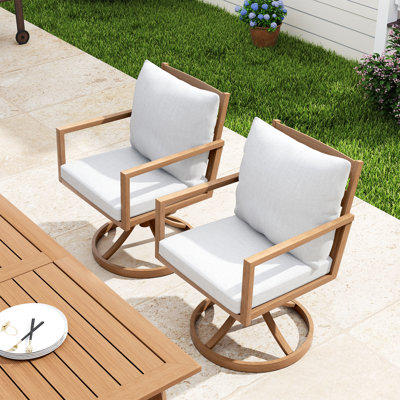 Michael 2-Piece Aluminum Patio Swivel Chairs With Light Gray Cushions