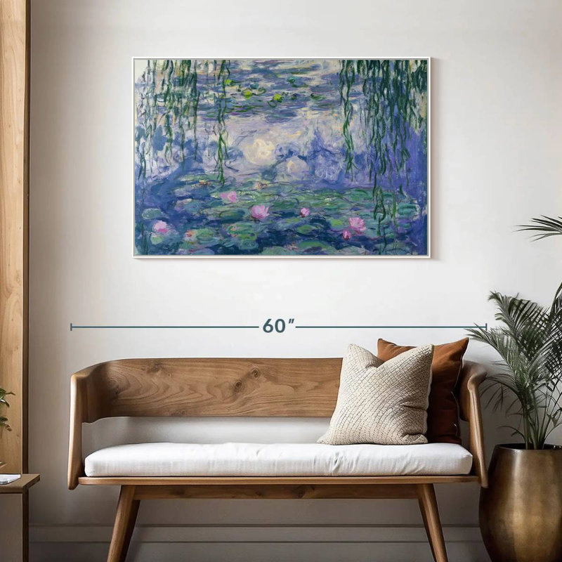 Nymphéas V, Cadre flottant blanc, 43 po x 29 po