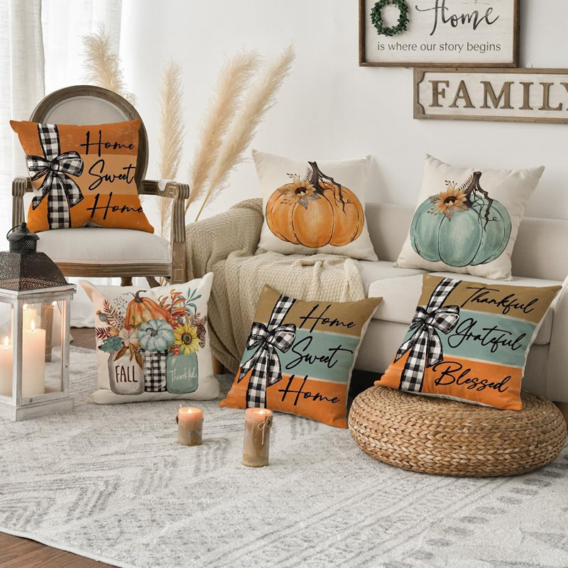 Housses de coussin d'automne Fall Pumpkin Home Sweet Home