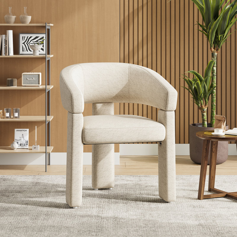 48cm H Upholstered Low Back Armchair, Beige