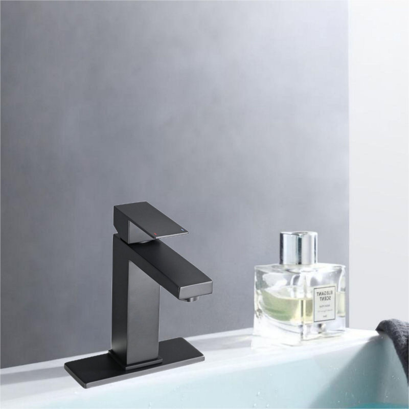 Single-Hole Single-handle Bathroom Faucet with Drain Assembly, Matte Black