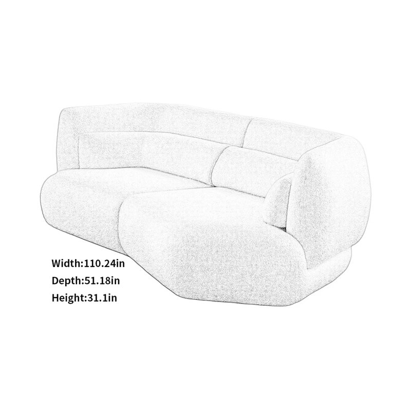 Canapé moderne simple et décontracté, H 31,1 po x l 110,24 po x P 51,18 po