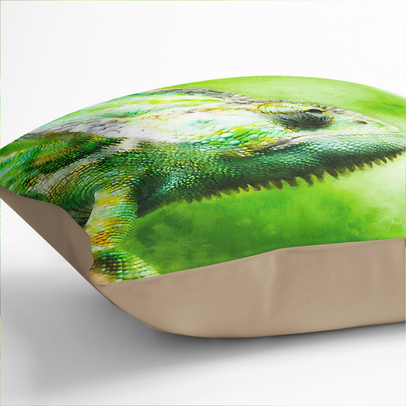 Chameleon Lizard Vol.1 Painting Square Throw Cushion, Stone, 55cm H x 55cm W x 20cm D