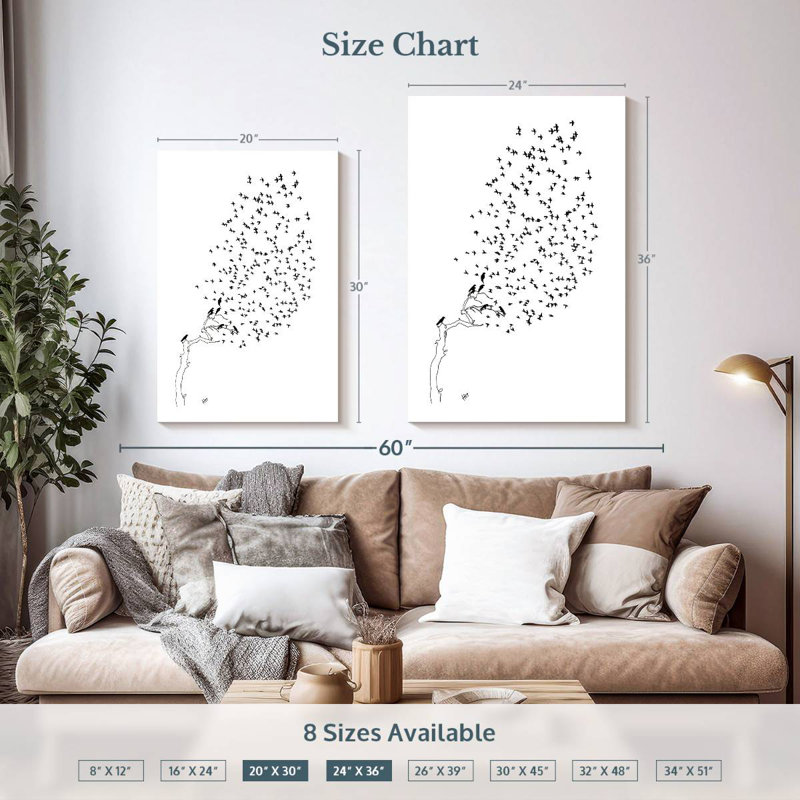 Brampt Birds Fly Away, 36" H x 24" W