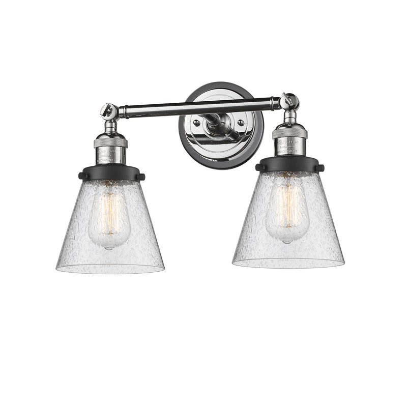 2 - Light Dimmable Vanity Light, Seedy, Polished Chrome/Matte Black