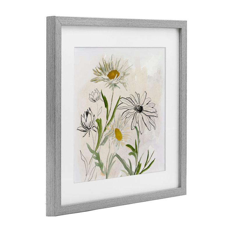 Reproduction encadrée sous verre Pure Simplicity Flowers, conception de Jacob Q, H 16 po x l 16 po, Cadre de ferme gris