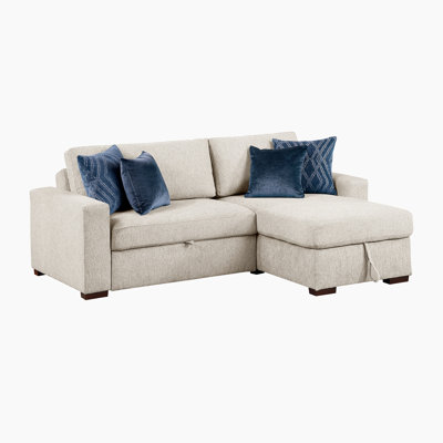Retford 92" Modern & Contemporary Microfiber 2-Piece Sectional Sofa with Pull-Out Bed, Reversible Chaise & Hidden Storage