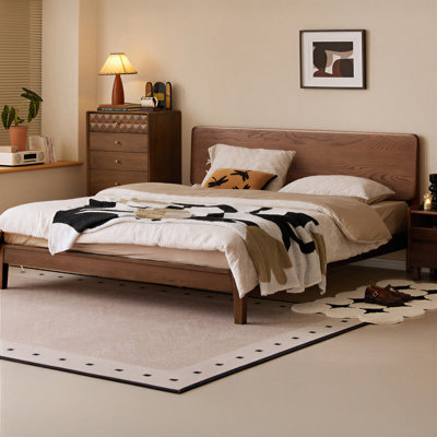 Solid North American Oak Wood Bed Frame for Everyday Use