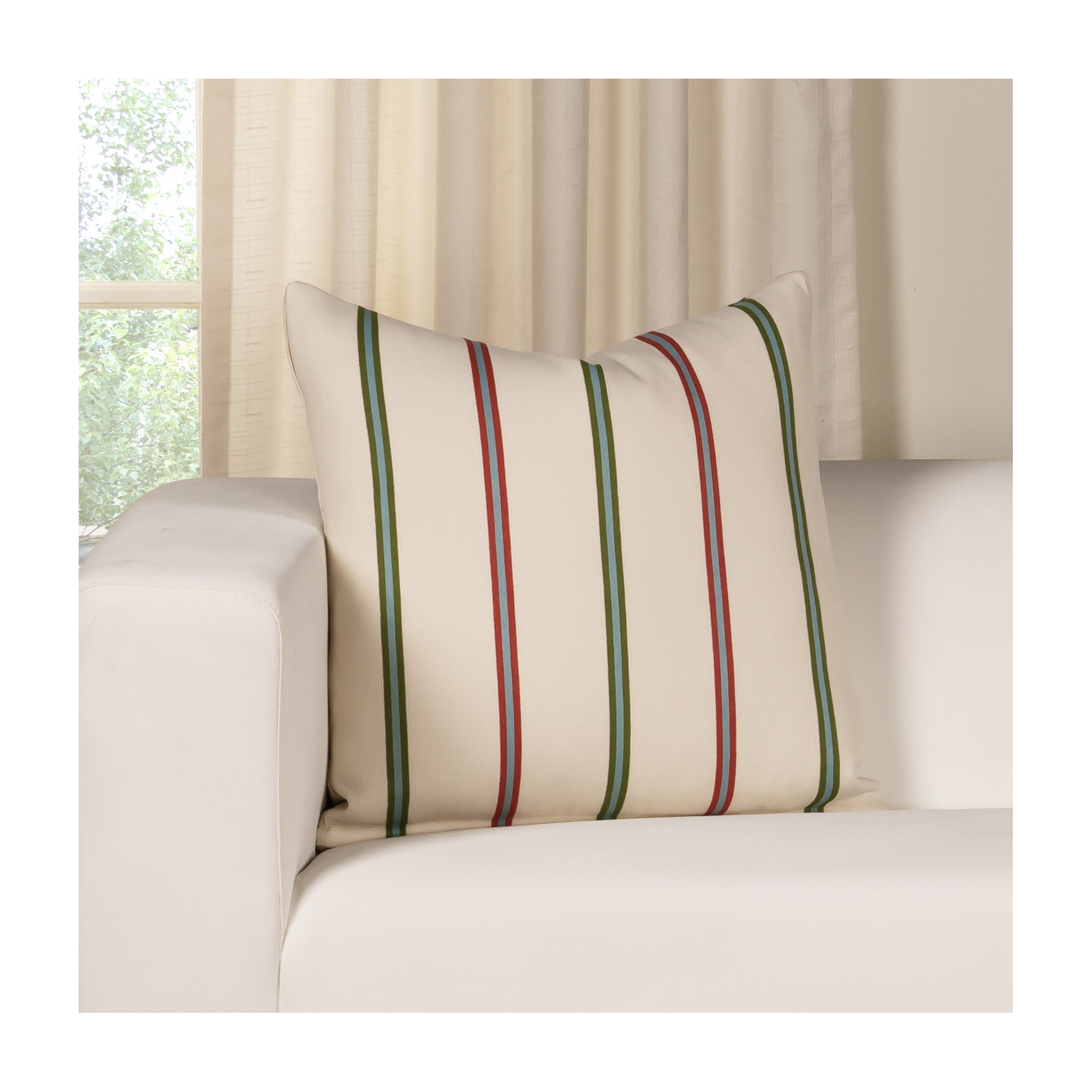 Maurine Striped Throw Pillow, Square 20", Green