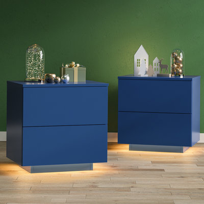 Nightstands LED Side Tables Bedroom Modern End Tables with 2 Drawers for Living Room -  Ivy Bronx, 53AEFC265C7C48288025C7ACBA9AE824