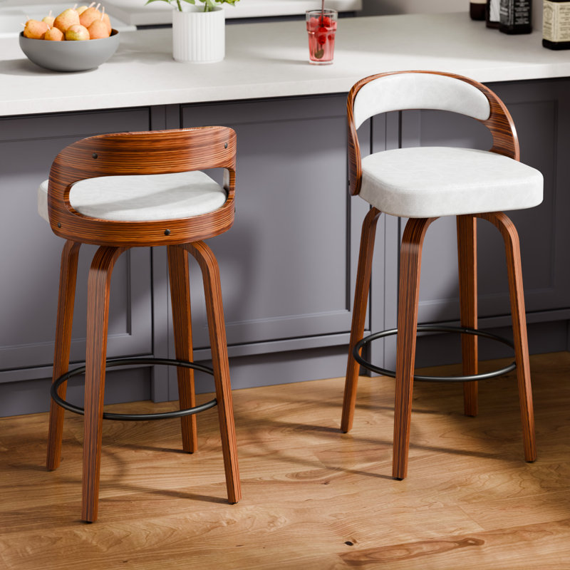 Ensemble de 2 tabourets de bar pivotants 29,2 po, Blanc, 2