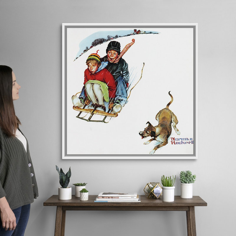"Norman Love" par Norman Rockwell, Cadre flottant blanc, H 38 po x l 38 po x P 1,75 po