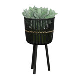 Jardinières en osier surélevé et bambou (ensemble de 2)