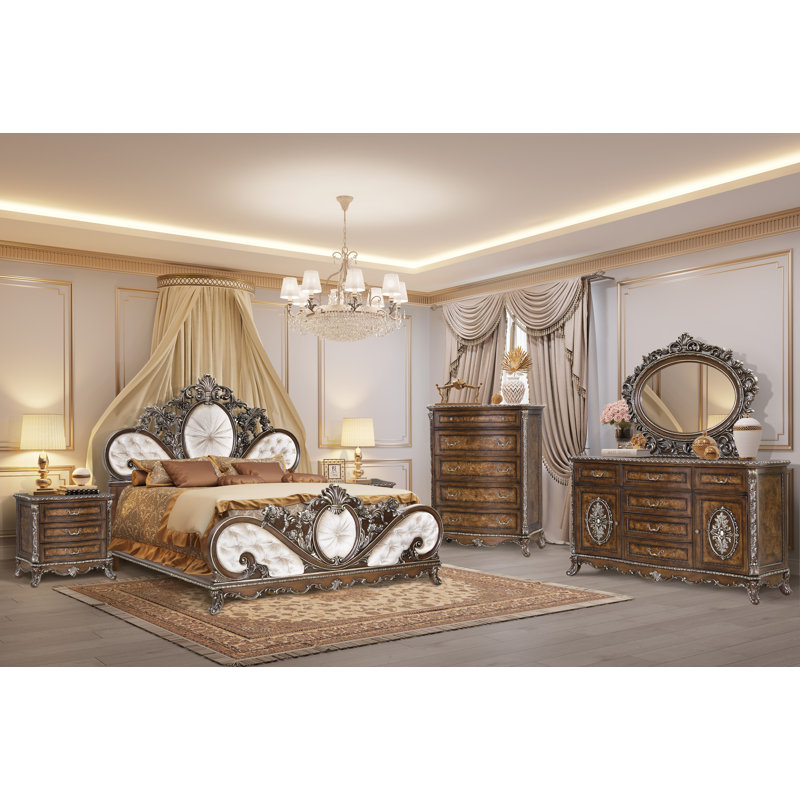 Lit tapissier Devany crème et cerise, Très grand