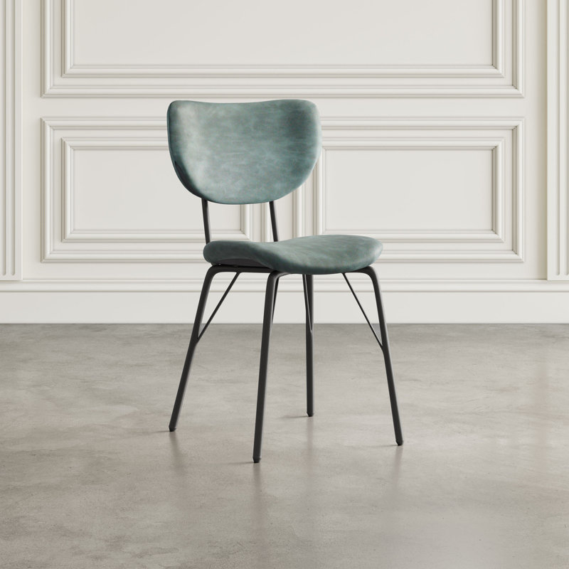 Dawlish 18'' H Faux Leather Upholstered Side Chair, Jade Gray