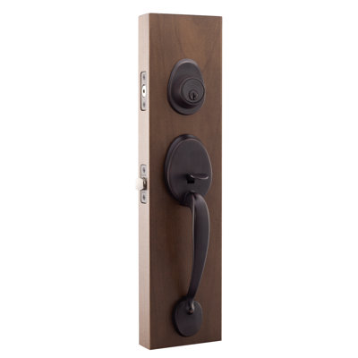Jeu poignées en cuivre creek avec verrou et bouton de porte et rosette colonial à cylindre simple