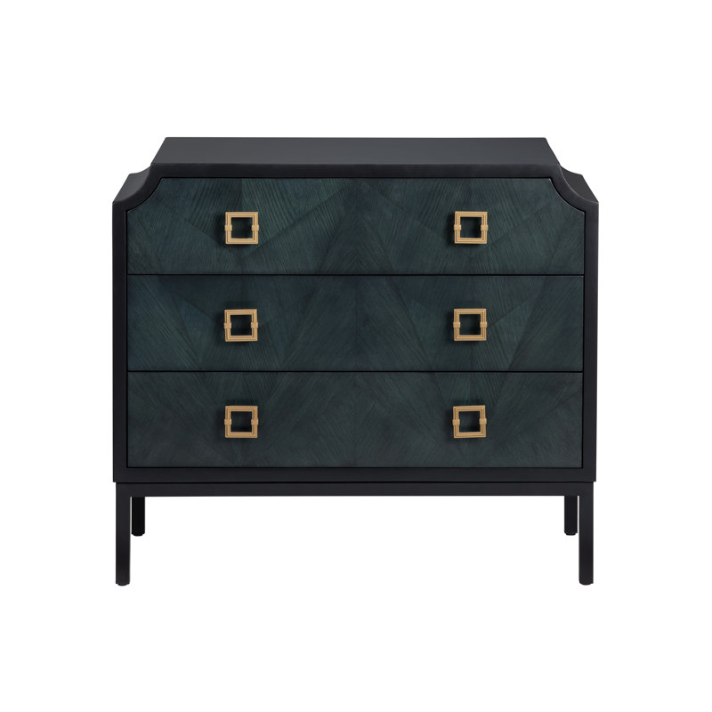 Black And Navy 3-Drawer Chest
