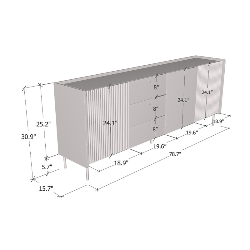 Pabon 78.7" Sideboard with Matte Finish