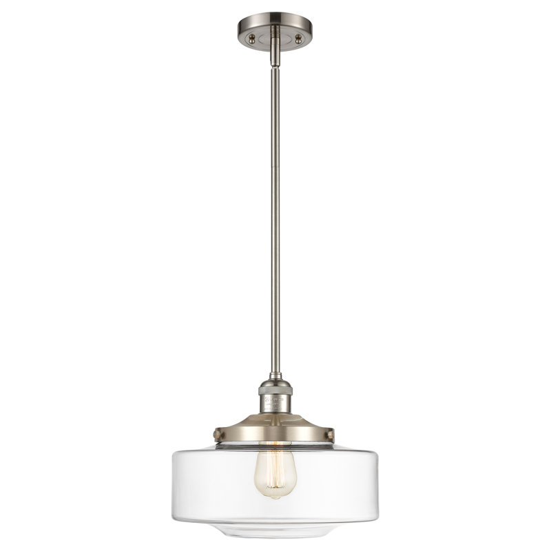 Franklin Restoration - Bridgeton - 1 Light Stem Hung Mini Pendant - Bulb Not Included - Shade, Clear, Brushed Satin Nickel