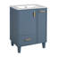 Meuble-lavabo 24 po bleu gris avec lavabo en céramique et armoire en bois massif