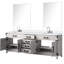 Meuble-lavabo double en chêne blanc 84 po X 22 po, comptoir en marbre de culture scellé, dessus de robinet,