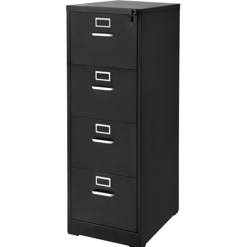 Classeur vertical à 4 tiroirs en métal, serrure incluse, tringle réglable pour suspendre des dossiers de format A4 / lettre, construction, dossiers stables de format A4 / lettre / légal, rails à haute résistance, construction