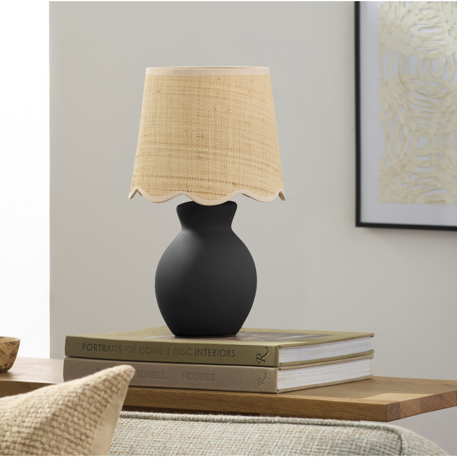 Momsen Scallop Shade Matte Lamp, Tan, Natural, 15"H x 8"W x 8"D
