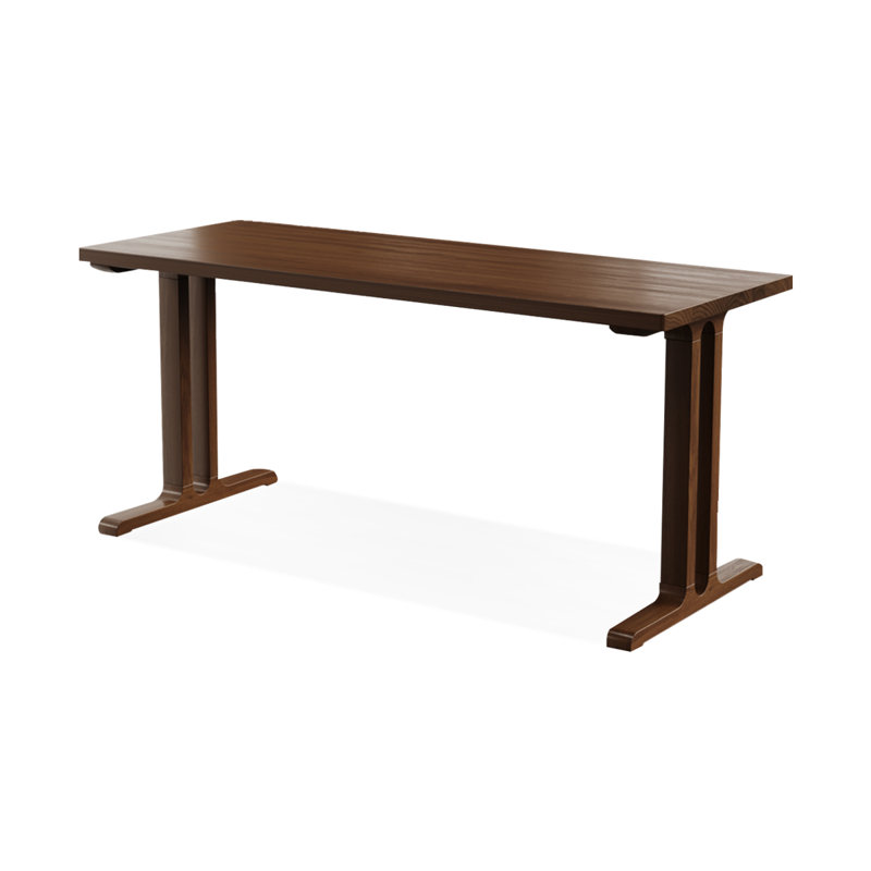 Dark walnut Rectangular Solid Wood desk, 29.53" H x 86.61" W x 35.43" D