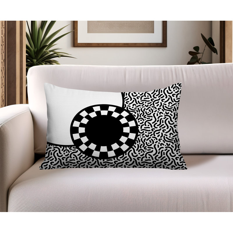 Coussin lombaire réversible Vibra Abstract, Rectangle H 18 po x l 25 po, Noir
