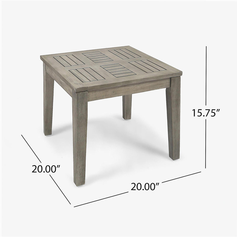 Hampton Outdoor Acacia Wood Side Table, 20 "W x 20 "D x 15.75 "H,, Gray