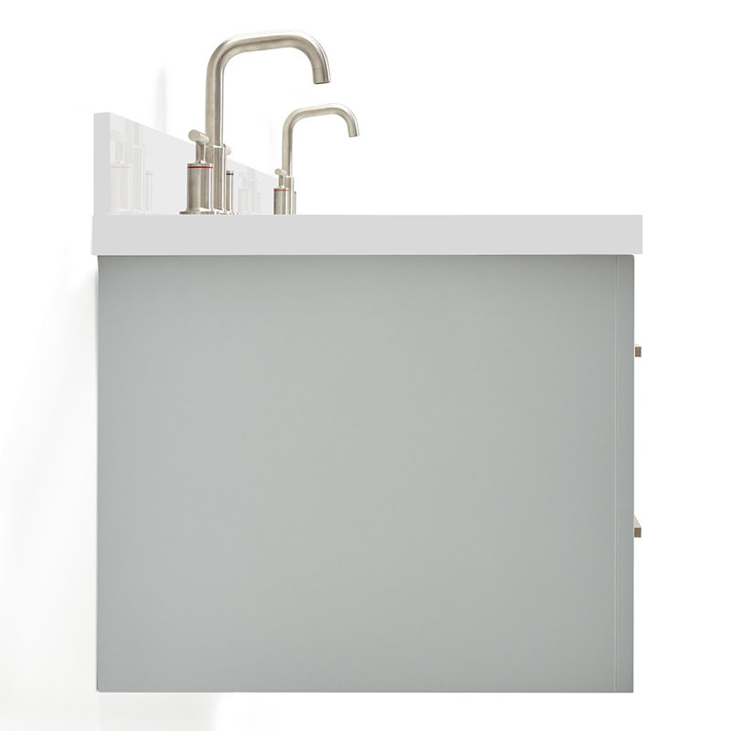 73'' W Double Vanity, Gray, Brushed Nickel, 73"