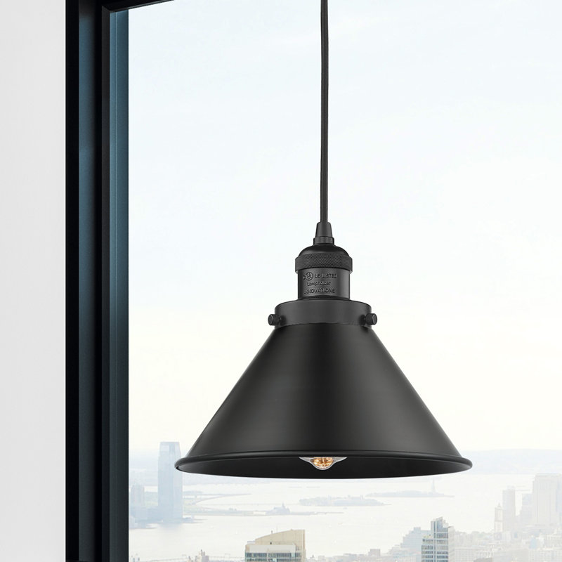 Luminaire suspendu conique 1 lumière Stonecrest, Ampoule DEL 6 watts Vinage, Noir mat, Noir mat